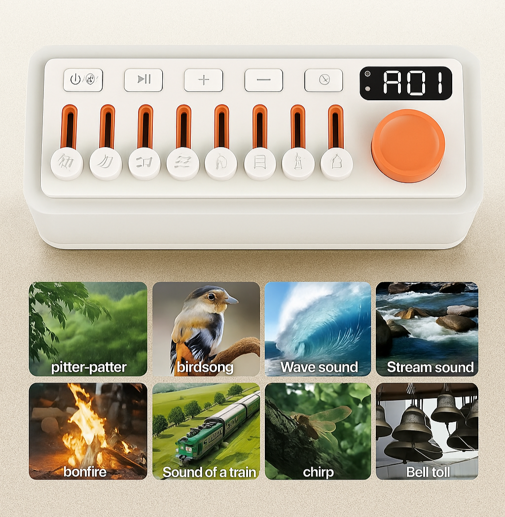 Aide au Sommeil Ultime 3-en-1 – Bruit Blanc Personnalisable + Veilleuse Couleurs + Haut-Parleur